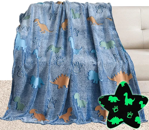 Manta lluminosa de franela de dinosaures